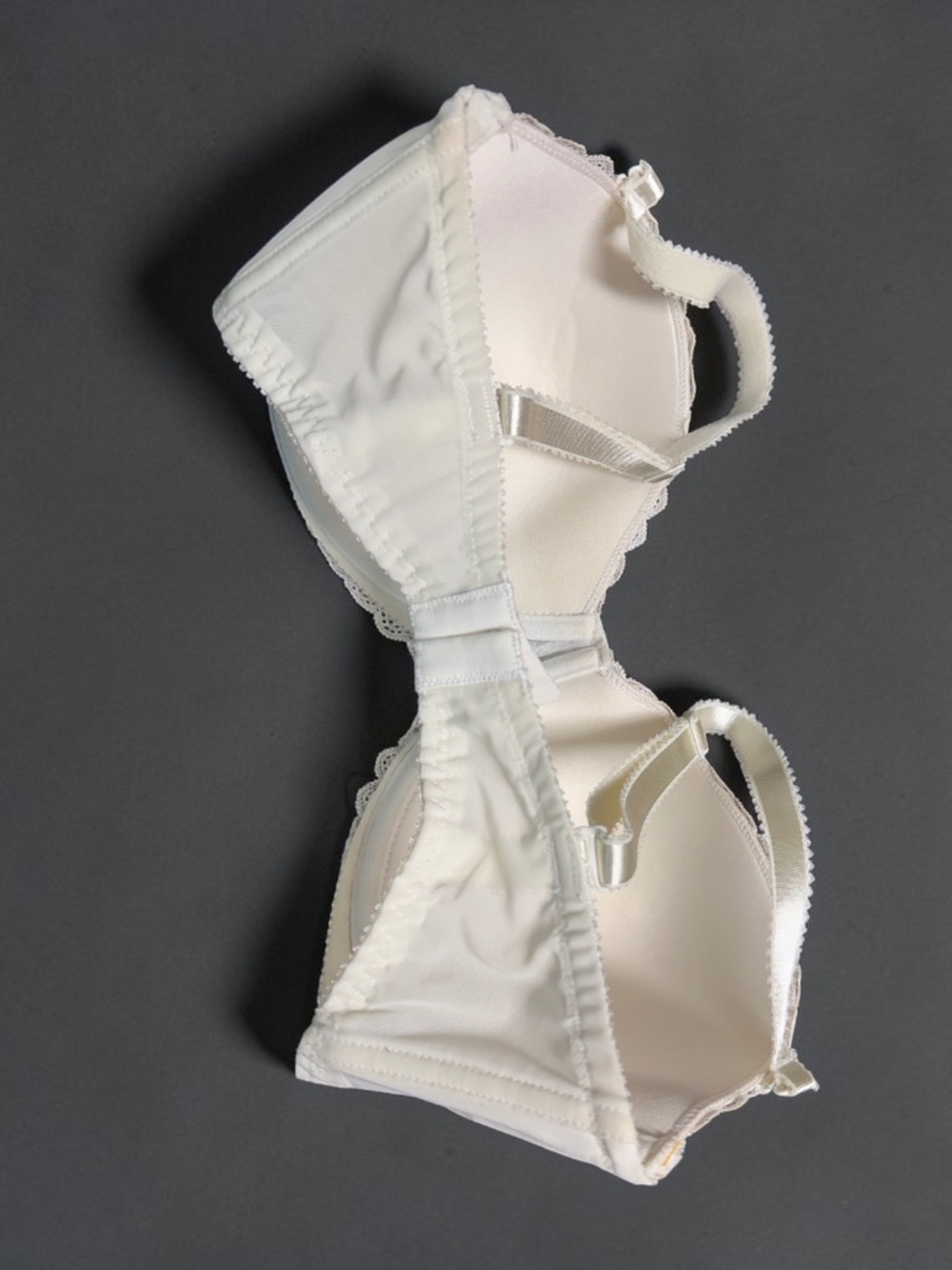 Ivory Lace Underwire Bra 34F Feminine Textured Bra - Picture 3 of 13